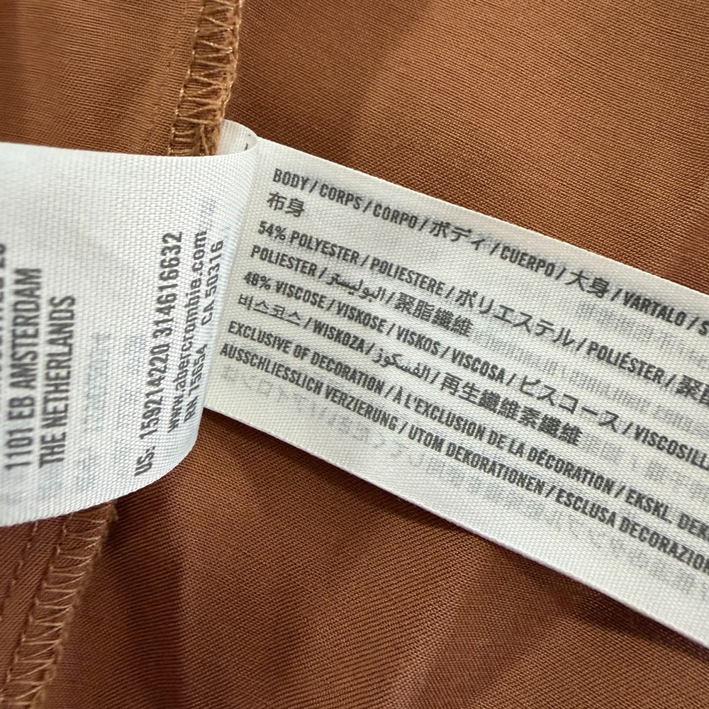 Abercrombie & Fitch Satin Mini Shirt Dress - Copper - Picture 9 of 9
